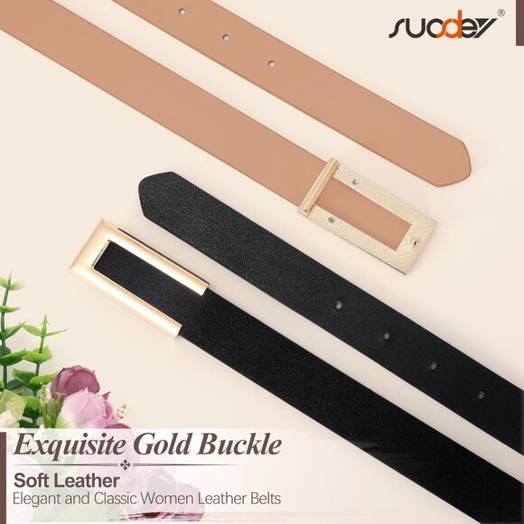 Women Leather Belts 3 Pack Skinny Alloy Buckle for Jeans Dresses versatile - Picture 6 of 6